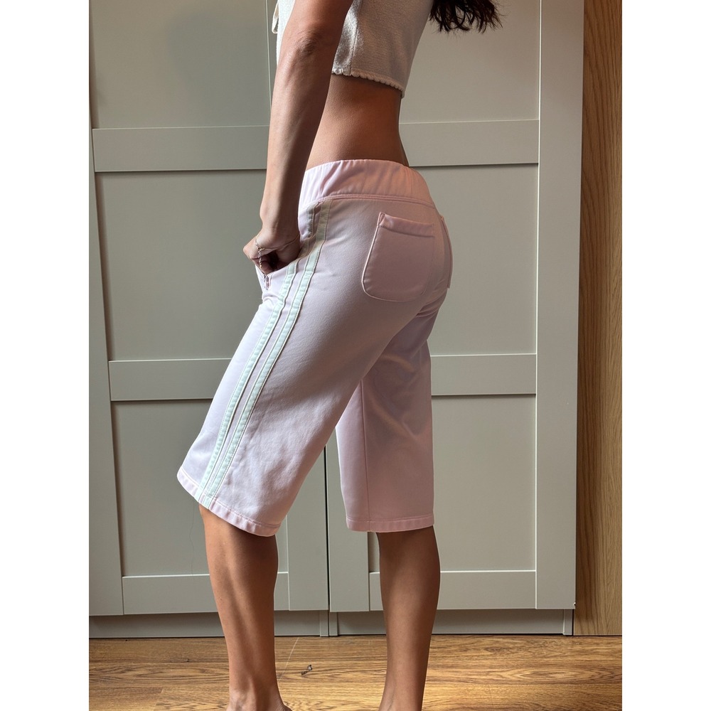 Juicy Couture Pink Track Shorts White Side Stripe Y2K Pockets Size S